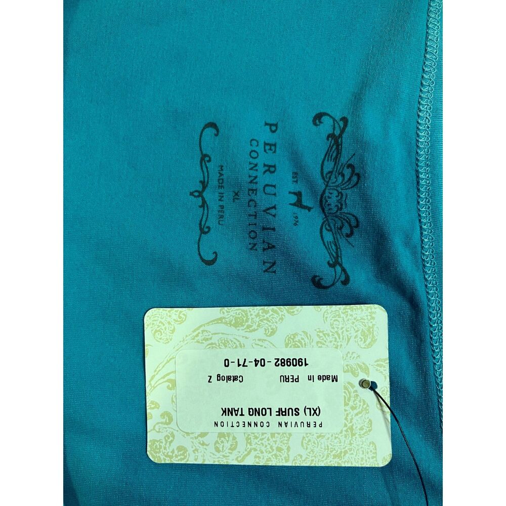 Peruvian Connection Surf Blue Tank XL Pima Cotton Long Stretch NWT - Picture 6 of 6